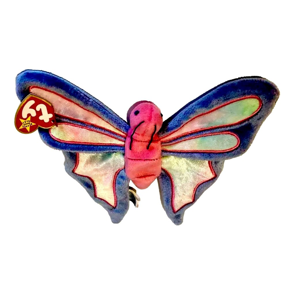 NWT VTG RETIRED TY Flitter Butterfly 1999 Beanie Baby 9" McDs Toy B-day 6/99